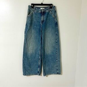 Mango Wide Leg High Rise Light Wash Jeans